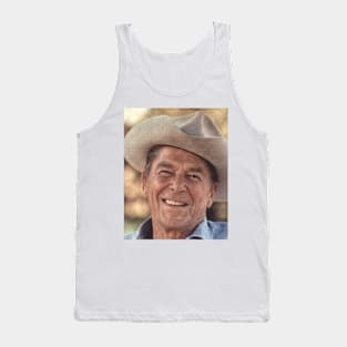 Ronald Reagan Cowboy Photo Daub Effect Tank Top